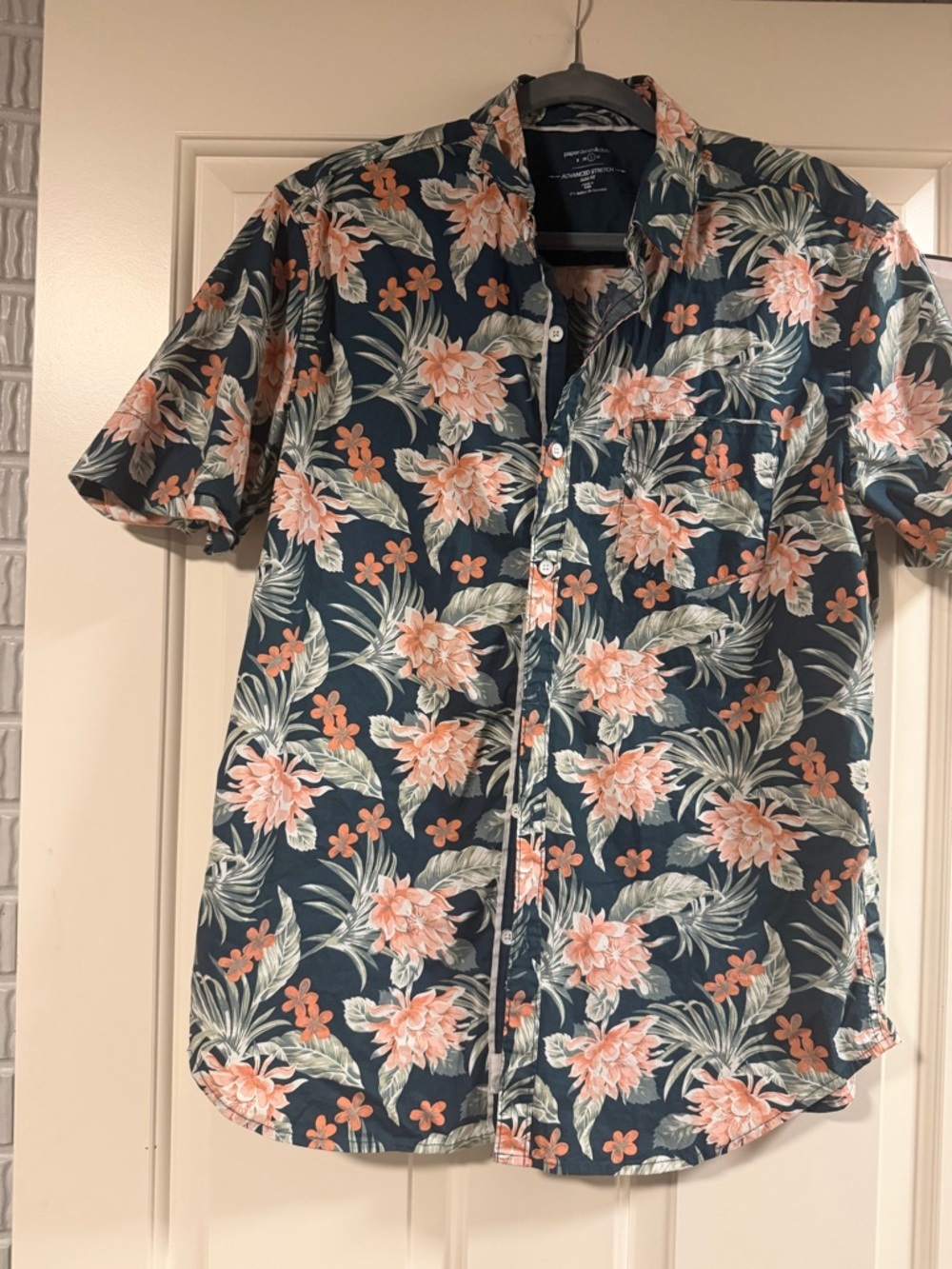 Paper Denim & Cloth Hawaiian Shirt Mens Large Slim Fit Tropical Button NWOT